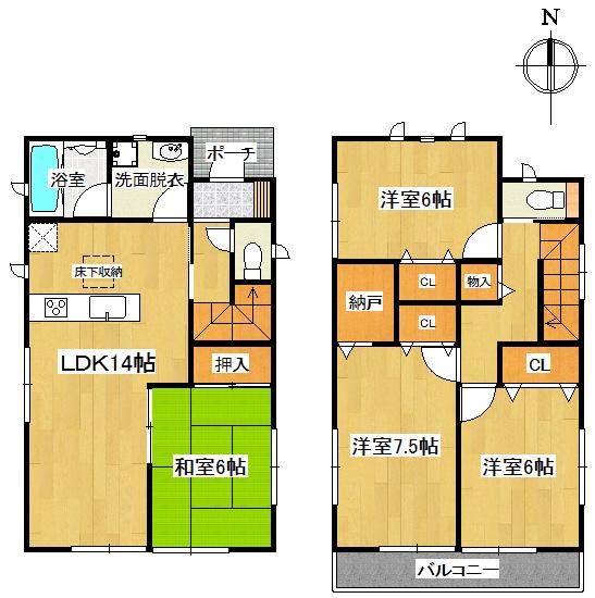 Floor plan. 20.8 million yen, 4LDK, Land area 120.24 sq m , Building area 93.96 sq m