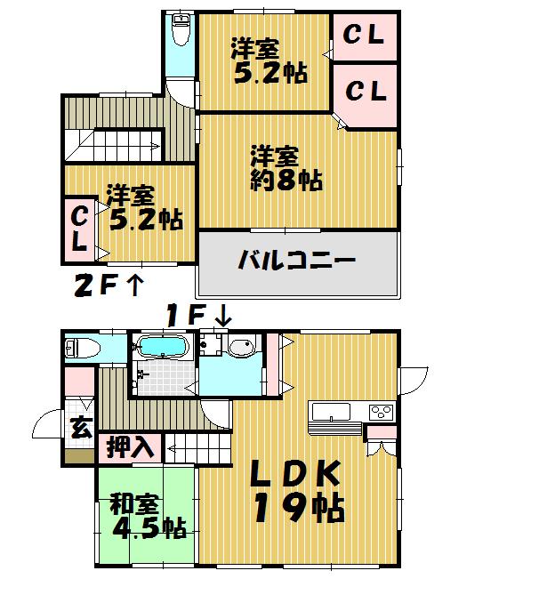 Floor plan. (5 Building), Price 27.6 million yen, 4LDK, Land area 166 sq m , Building area 101.01 sq m