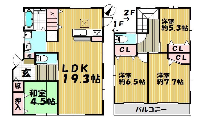 Floor plan. (6 Building), Price 27,800,000 yen, 4LDK, Land area 176.47 sq m , Building area 103.71 sq m