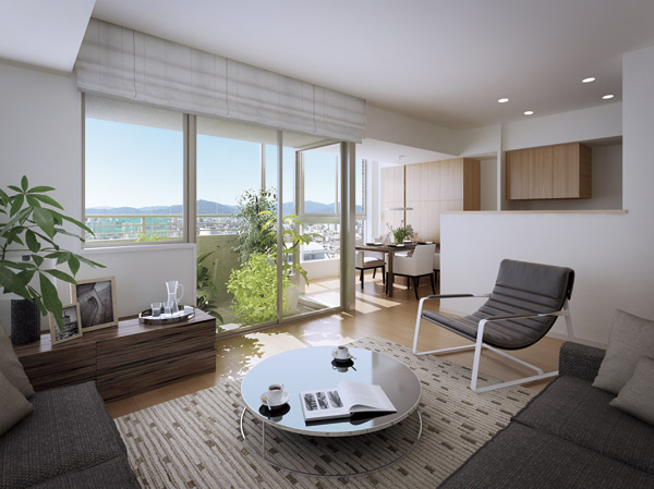 Room and equipment. Airy living room from the south and east capture the light and wind. (B type Rendering to view photos from the local 13th floor equivalent (which is actually the one that was synthesized the August 2012 shooting) slightly different)