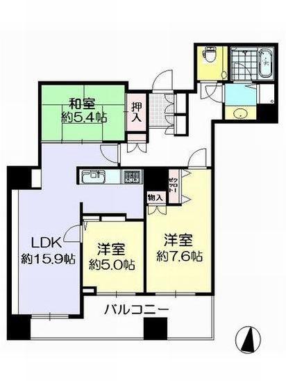 Floor plan. 3LDK, Price 41,500,000 yen, Occupied area 81.73 sq m , Balcony area 11.25 sq m