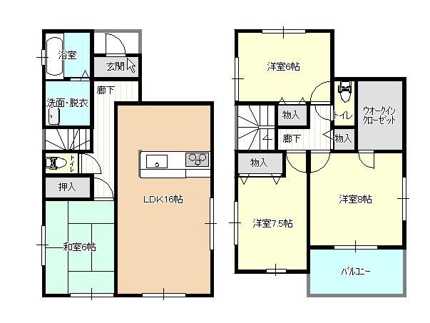 Floor plan. 24,980,000 yen, 4LDK, Land area 169.39 sq m , Building area 105.99 sq m 4LDK