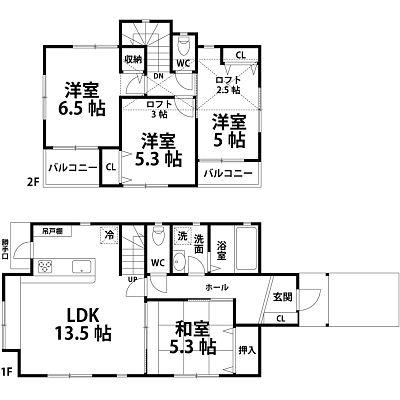 Floor plan. 28.8 million yen, 4LDK+S, Land area 107.87 sq m , Building area 109.46 sq m