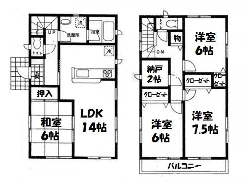Floor plan. (3 Building), Price 21,800,000 yen, 4LDK, Land area 148.48 sq m , Building area 97.2 sq m