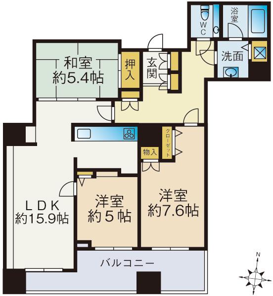 Floor plan. 3LDK, Price 39,800,000 yen, Occupied area 81.73 sq m , Balcony area 11.25 sq m