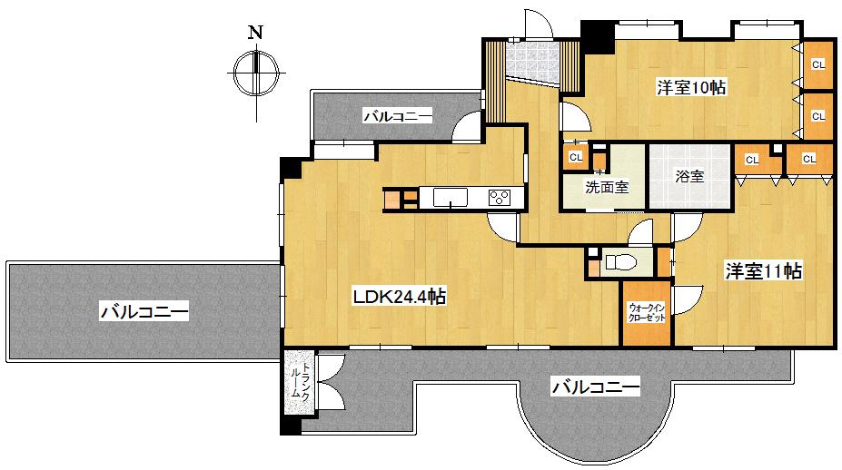 Floor plan. 3LDK, Price 28.5 million yen, Occupied area 91.29 sq m , Floor plan of the balcony area 50.95 sq m currently