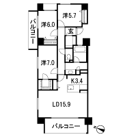 Floor: 3LDK, occupied area: 90.44 sq m, Price: 44,470,000 yen