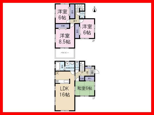 Floor plan. 22,980,000 yen, 4LDK, Land area 136.1 sq m , Building area 102.67 sq m residential area 136.10 sq m . Building area 102.67 sq m . It is 500M to Tamura Small.