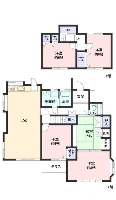 Floor plan. 37,800,000 yen, 5LDK, Land area 210.26 sq m , Building area 104.4 sq m
