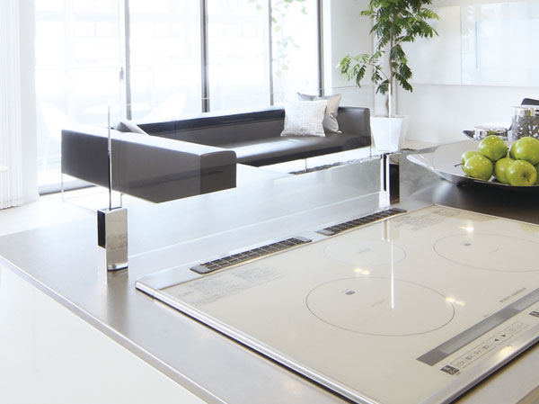 Kitchen.  [Kitchen guard] Adopt a glass kitchen guard that combines functionality and beauty.