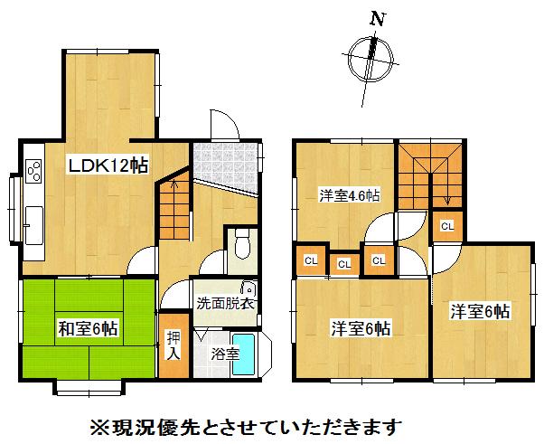 Floor plan. 14.8 million yen, 4LDK, Land area 135.68 sq m , Building area 135.68 sq m