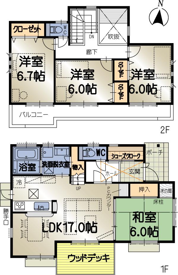 Floor plan. 31,800,000 yen, 4LDK, Land area 174.58 sq m , Building area 103.09 sq m