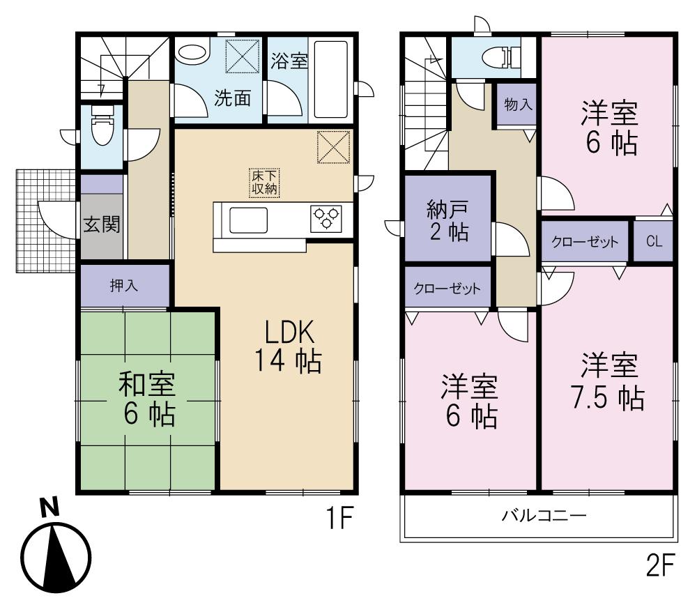 Floor plan. 19,800,000 yen, 4LDK + S (storeroom), Land area 148.49 sq m , Building area 97.2 sq m floor plan
