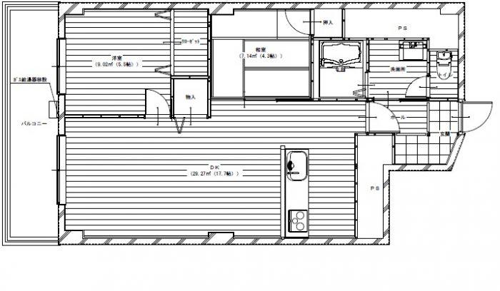 Floor plan. 2LDK, Price 13,900,000 yen, Occupied area 65.09 sq m , Balcony area 8.23 ​​sq m