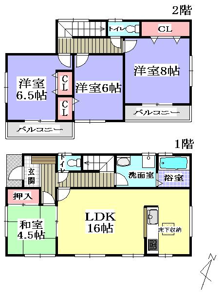 Floor plan. 27,980,000 yen, 4LDK, Land area 134.9 sq m , Building area 99.36 sq m
