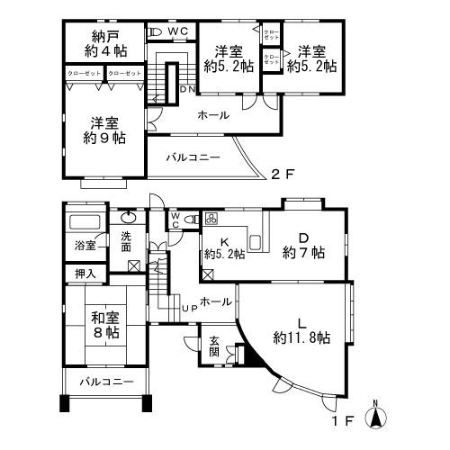 Floor plan. 98 million yen, 4LDK + S (storeroom), Land area 227.07 sq m , Building area 151.46 sq m