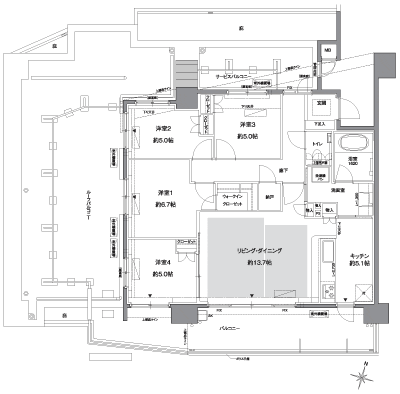 Floor: 4LDK + storeroom, occupied area: 92.23 sq m, Price: 56.5 million yen