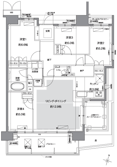 Floor: 4LDK + storeroom, occupied area: 86.53 sq m, Price: 51.7 million yen
