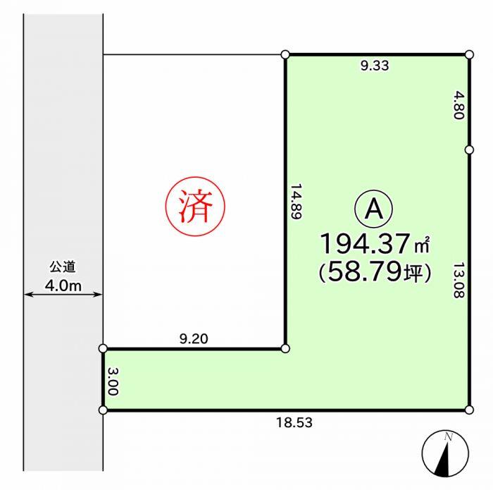 Compartment figure. Land price 17,900,000 yen, Land area 194.37 sq m