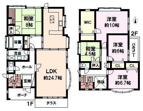 Floor plan. 29,800,000 yen, 5LDK, Land area 192.71 sq m , Building area 153.18 sq m