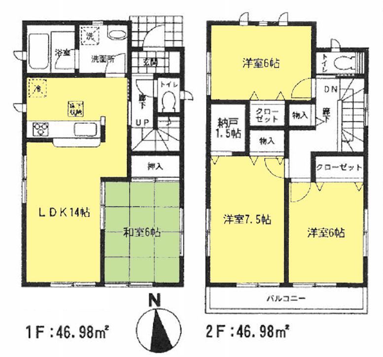 Floor plan. 20.8 million yen, 4LDK + S (storeroom), Land area 120.24 sq m , Building area 93.96 sq m 4LDK + storeroom