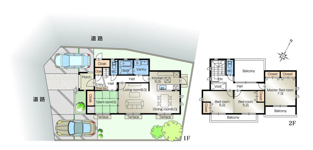 Floor plan. 29,980,000 yen, 4LDK, Land area 165.8 sq m , And the breadth of the building area 117.76 sq m living, Wide inner balcony boasts!