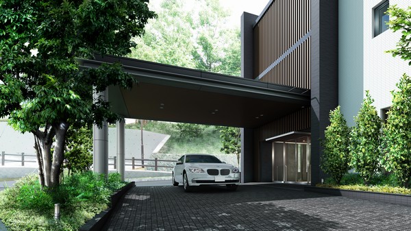 Buildings and facilities. Porte-cochere entrance Rendering