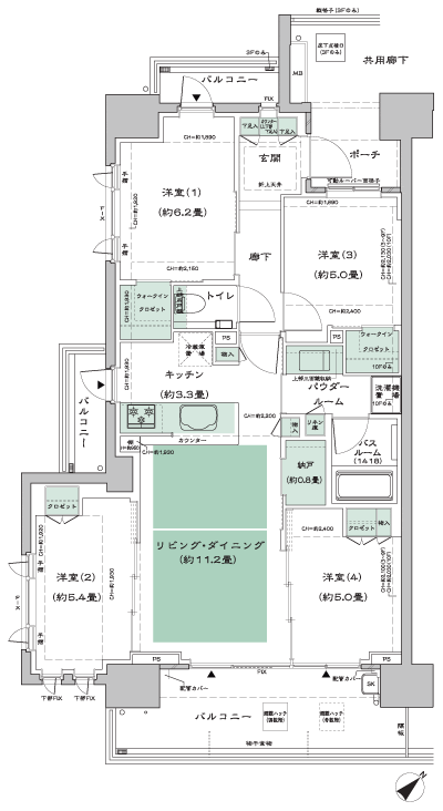 Floor: 4LD ・ K + N + 2WIC, occupied area: 78.94 sq m, Price: 47.2 million yen