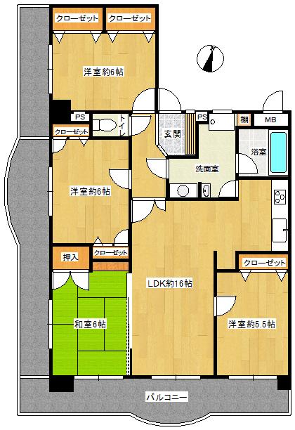 Floor plan. 4LDK, Price 17.3 million yen, Occupied area 88.92 sq m , Balcony area 27.53 sq m