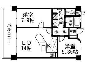 Floor plan. 2LDK, Price 10.3 million yen, Occupied area 58.78 sq m , Balcony area 11.7 sq m