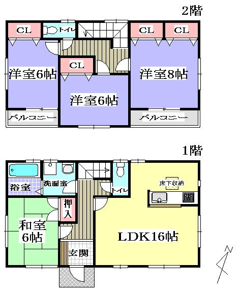Floor plan. 27,980,000 yen, 4LDK, Land area 136.47 sq m , Building area 103.5 sq m