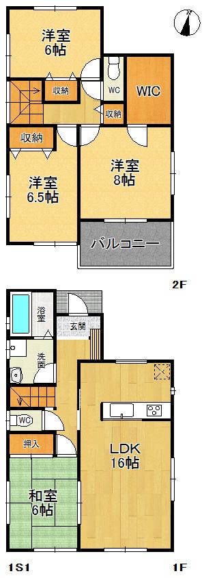 Floor plan. 25,480,000 yen, 4LDK + S (storeroom), Land area 165.33 sq m , Building area 104.33 sq m