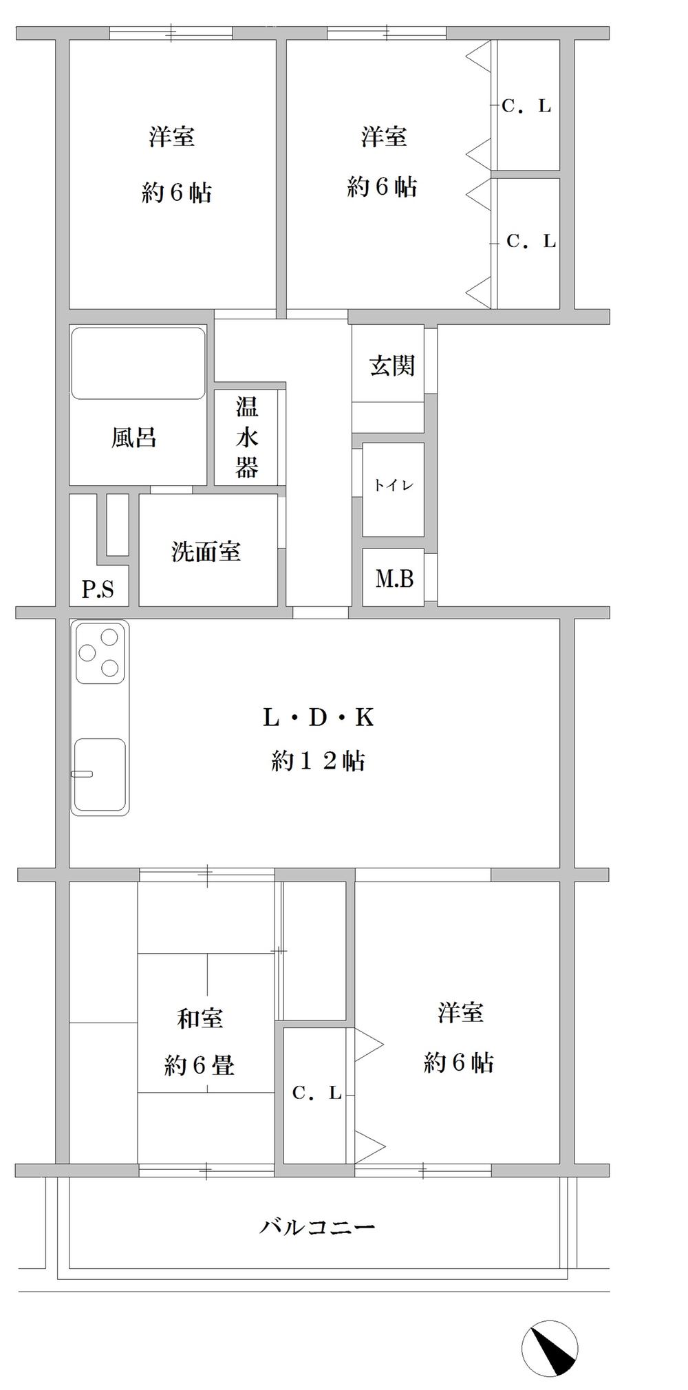 Floor plan. 4LDK, Price 18,800,000 yen, Footprint 83.8 sq m , Balcony area 8.82 sq m 4LDK