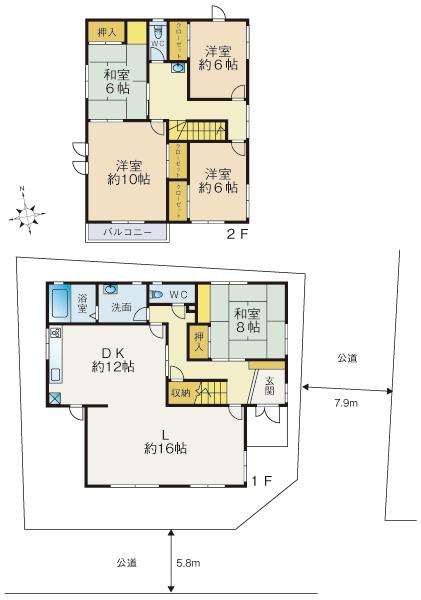 Floor plan. 56,800,000 yen, 5LDK, Land area 150.34 sq m , Building area 152.36 sq m