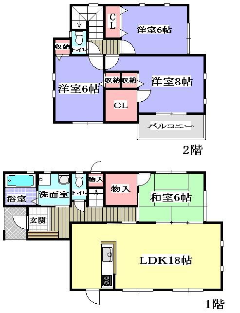 Floor plan. 24,280,000 yen, 4LDK, Land area 180.86 sq m , Building area 106.82 sq m