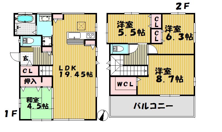 Floor plan. (1 Building), Price 28.8 million yen, 4LDK, Land area 165.44 sq m , Building area 104.22 sq m