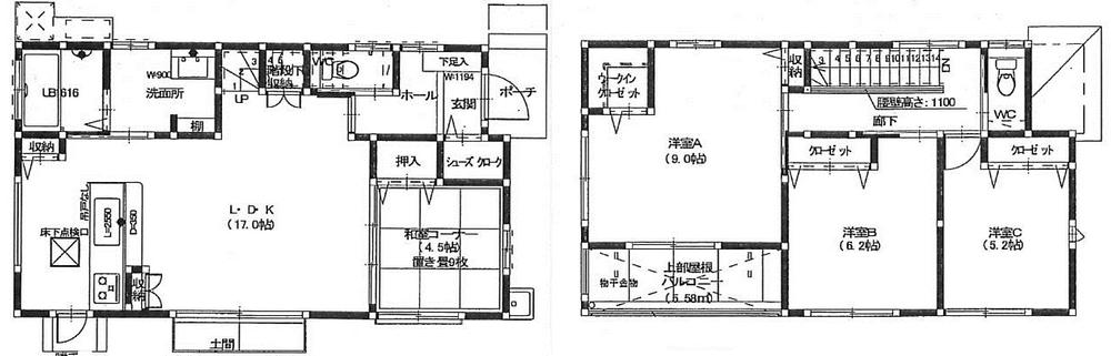 Floor plan. 25,800,000 yen, 4LDK, Land area 182.42 sq m , Building area 101.22 sq m There are shoes Croke entrance, Each room also has been enhanced storage.  ◆ Living 17 tatami ・ The main bedroom 9 tatami ◆