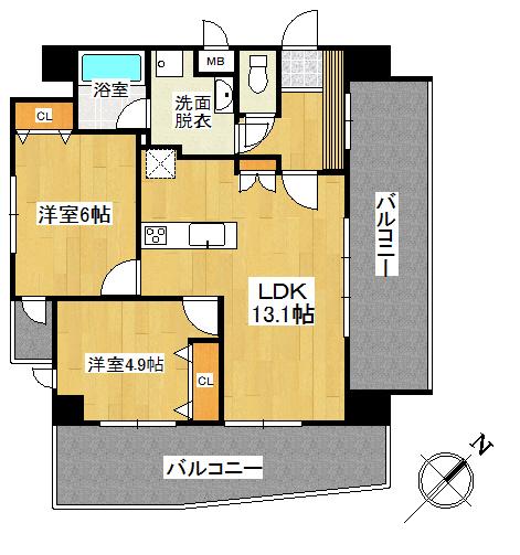 Floor plan. 2LDK, Price 23.8 million yen, Footprint 56.3 sq m , Balcony area 20.42 sq m