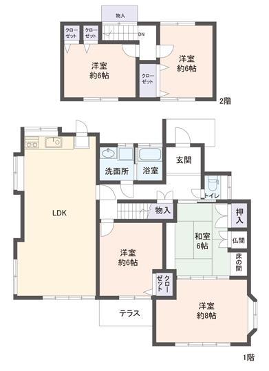 Floor plan. 37,800,000 yen, 5LDK, Land area 210.26 sq m , Building area 115.49 sq m