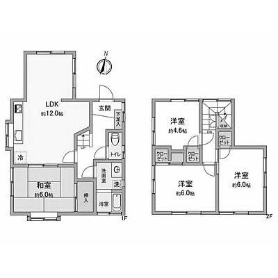 Floor plan. 14.8 million yen, 4LDK, Land area 135.68 sq m , Building area 77.11 sq m floor plan! 