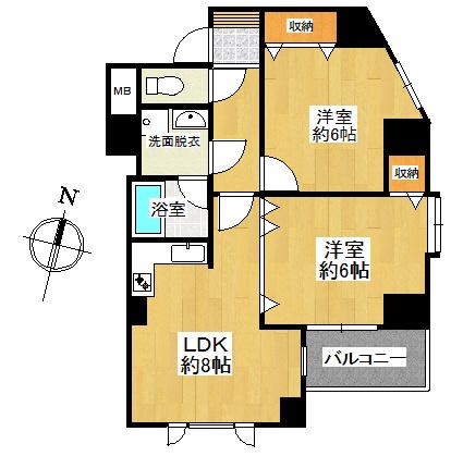 Floor plan. 2LDK, Price 11.5 million yen, Occupied area 48.77 sq m , Balcony area 4.86 sq m