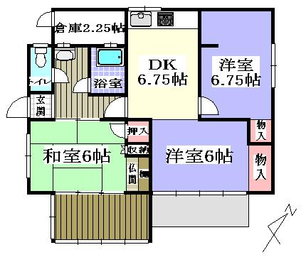 Floor plan. 7.6 million yen, 3DK, Land area 320.85 sq m , Building area 51.37 sq m