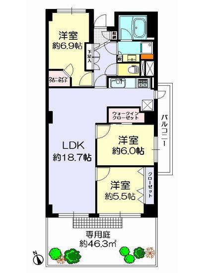 Floor plan. 3LDK, Price 20.8 million yen, Occupied area 84.46 sq m , Balcony area 13.53 sq m