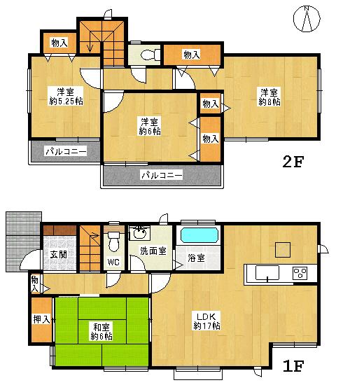 Floor plan. 31,800,000 yen, 4LDK, Land area 129.99 sq m , Building area 100.61 sq m 4LDK South balcony