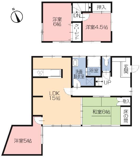 Floor plan. 21.9 million yen, 4LDK, Land area 134.72 sq m , I changed the floor plan considered the building area 90.5 sq m usability. 