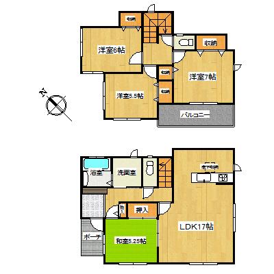 Floor plan. 28.8 million yen, 4LDK, Land area 172.84 sq m , Building area 98.53 sq m