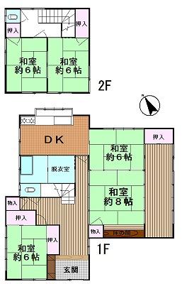 Floor plan. 14 million yen, 5DK, Land area 446.4 sq m , Building area 136.39 sq m