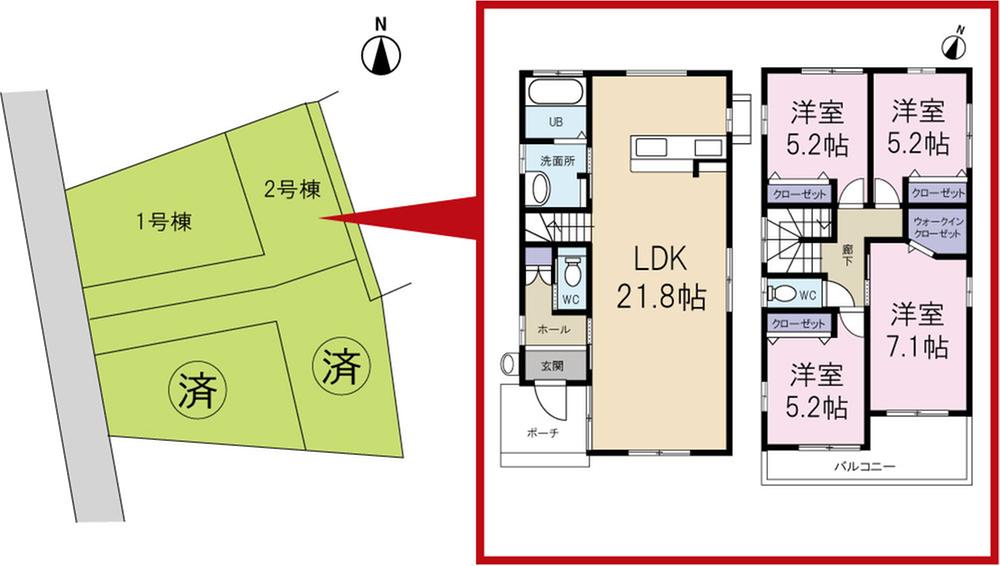 Floor plan. 20.8 million yen, 4LDK, Land area 132.55 sq m , Building area 103.51 sq m   [The photograph is a property of the same manufacturer and construction] Fukuma Elementary School 7 minutes walk. Fukuma Junior High School 14 mins.