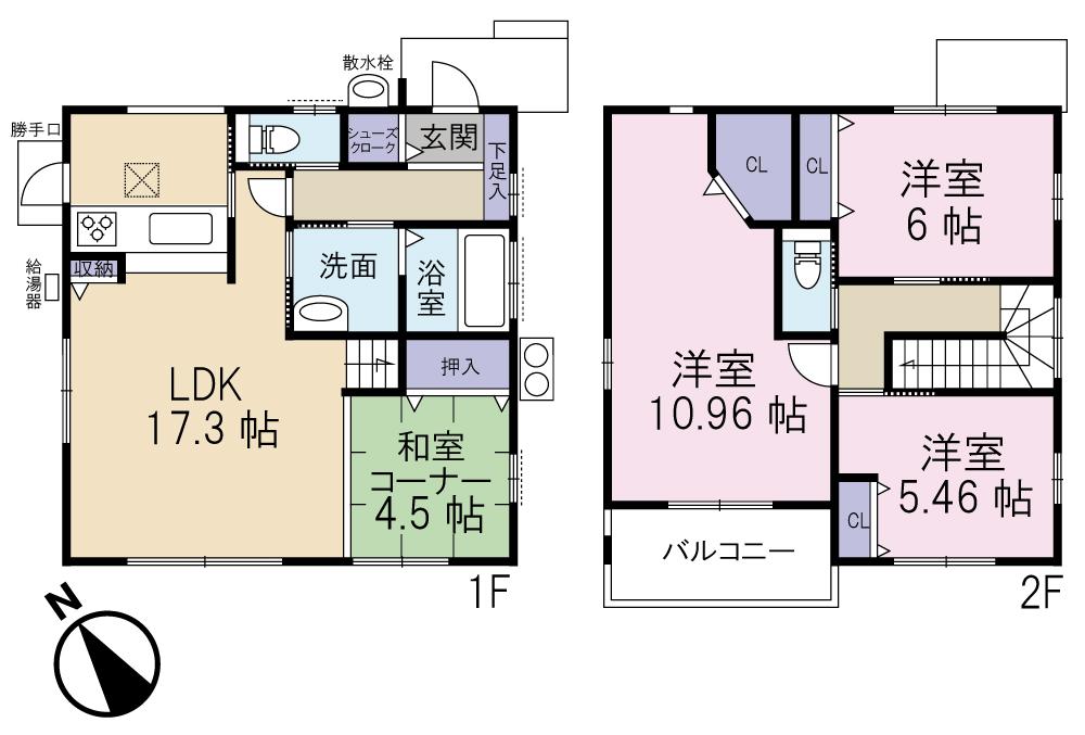 Floor plan. 21,400,000 yen, 4LDK, Land area 167.16 sq m , Building area 102.67 sq m Floor