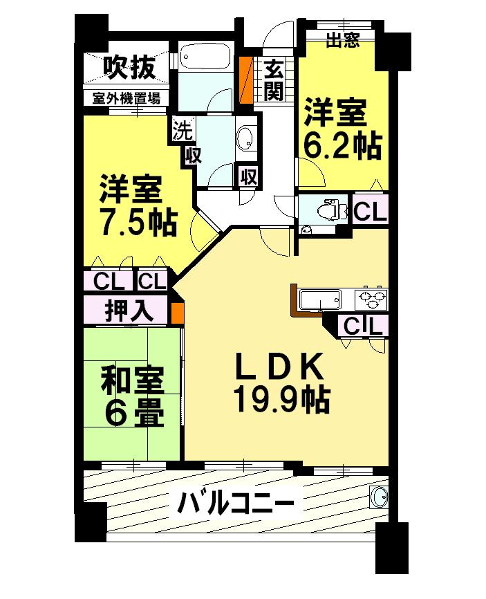 Floor plan. 3LDK, Price 17,980,000 yen, Occupied area 86.98 sq m , On the balcony area 15.2 sq m wide LDK19.9 Pledge, All rooms 6 Pledge or more of the room. It is taken between can be changed to 4LDK